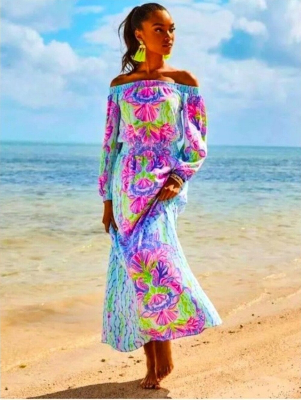 LILLY PULITZERBria Off-The-Shoulder Maxi DressShellabration Engineered